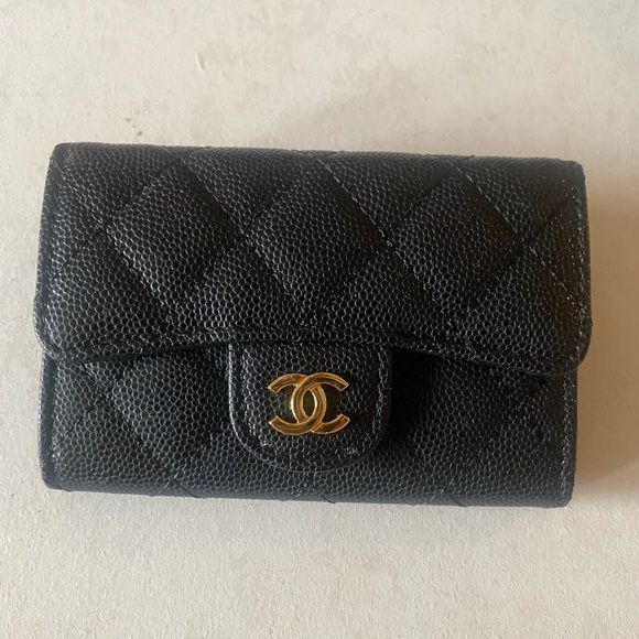 Wallet Handbags - Small Black Leather Wallet/Card Case